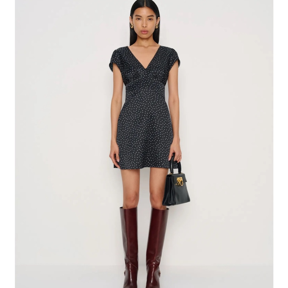 Reformation Amellia Silk Dress Black - Size 0